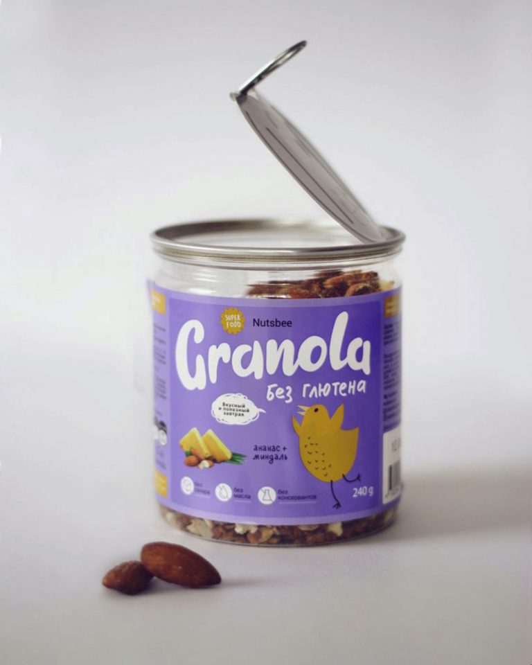 Дизайн линейки упаковки сухих завтраков Granola без глютена