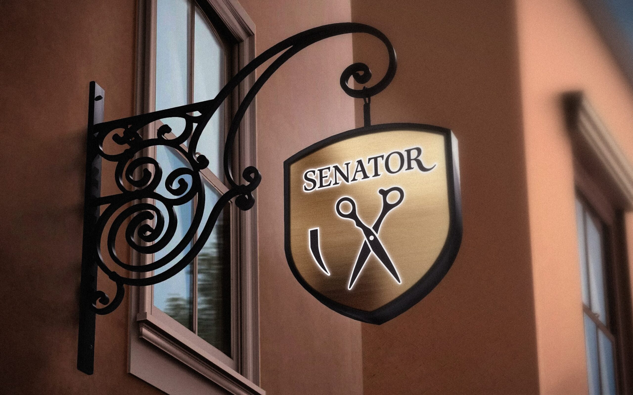 Нейминг и дизайн логотипа для барбершопа Senator