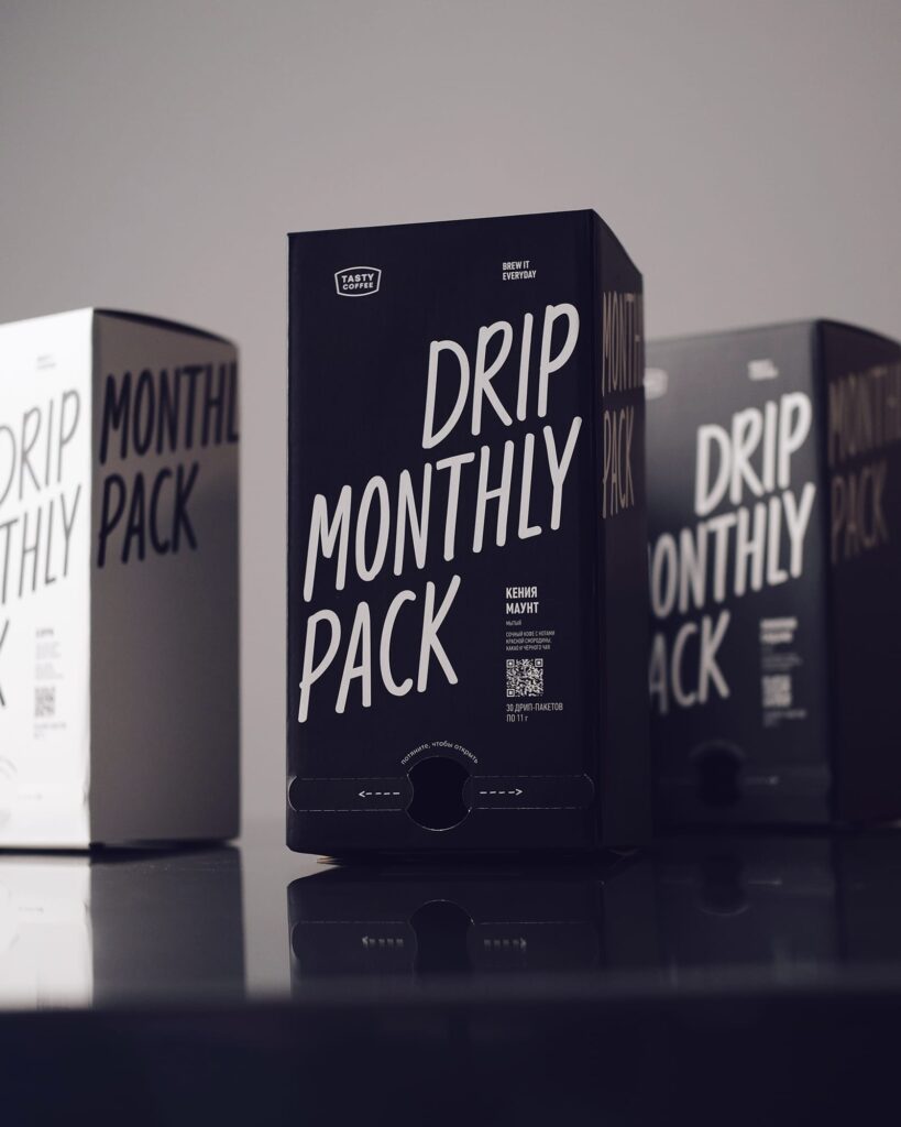 Дизайн упаковки набора дрип-пакетов Monthly drip pack